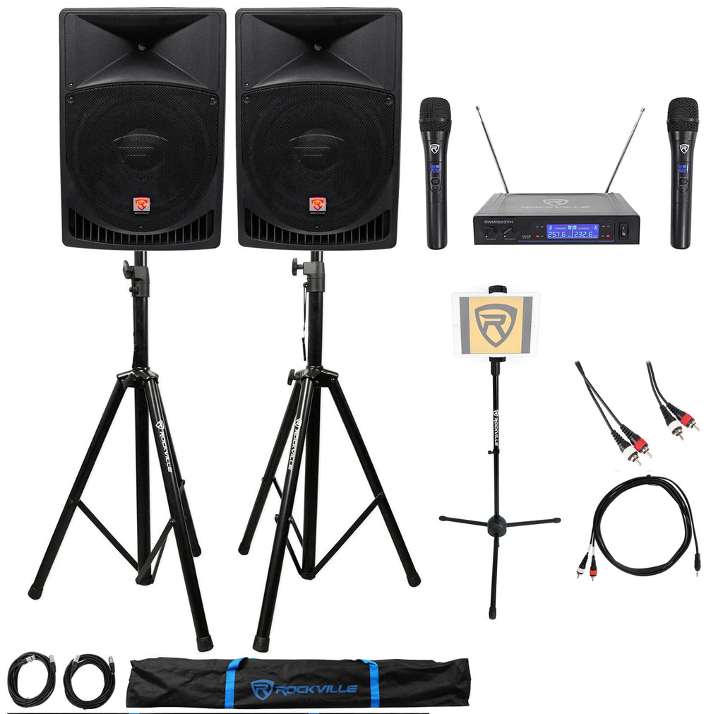 15" 1000W PA Speaker 2-Pack with Mics O806