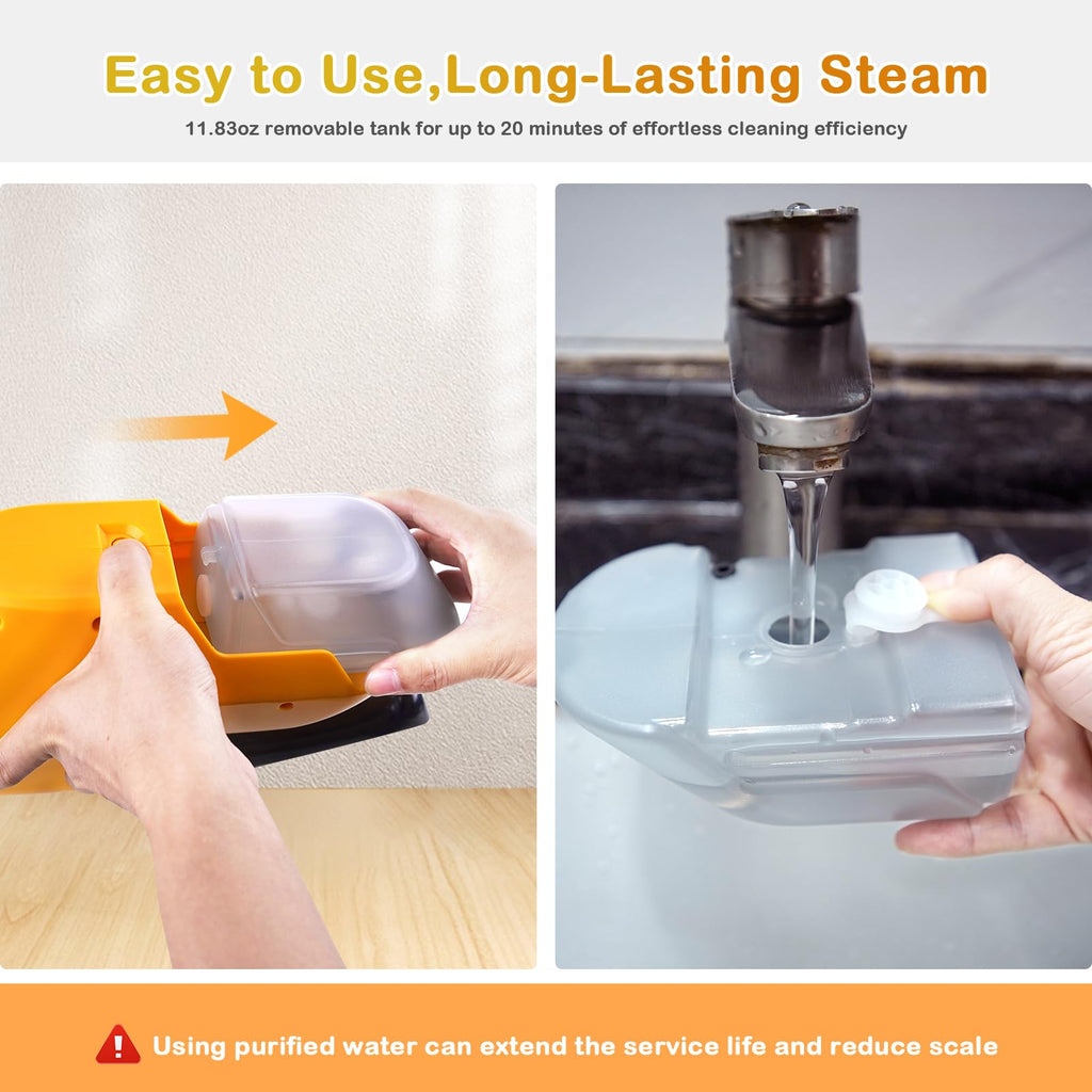Steam Mop with 23FT Cord, 12OZ Removable Tank V600