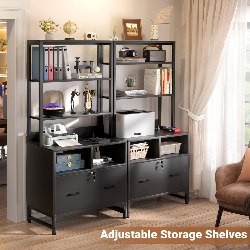 Black File Cabinet with Charging Station R943608