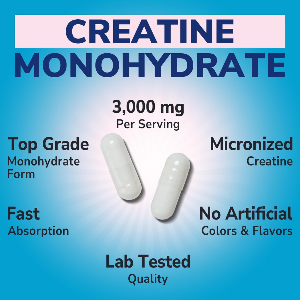 Creatine Monohydrate 3000 mg Micronized 500 Capsules O38399
