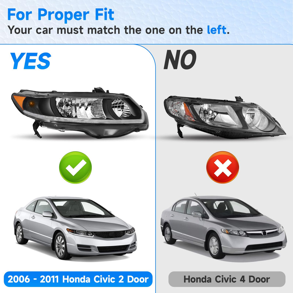 Headlight Assembly for 2006-2011 Honda Civic 2-Door Coupe Q4900
