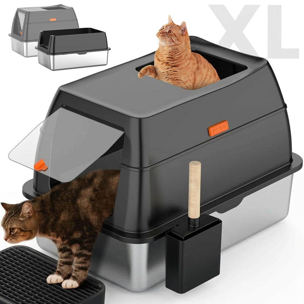 Extra Large Stainless Steel Litter Box with Lid O464055