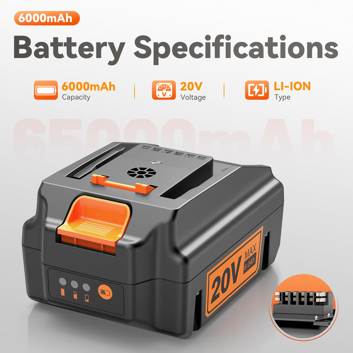 20V Lithium ion Battery 6.0Ah 2 Pack Z362