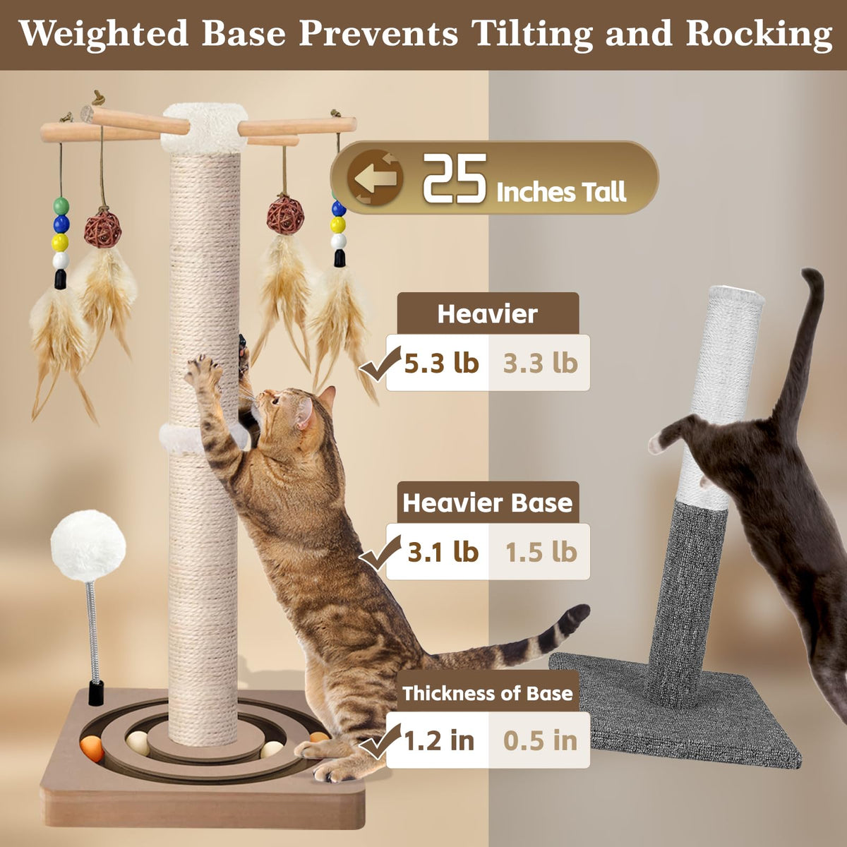 Sisal Cat Scratching Post with Toys F3447