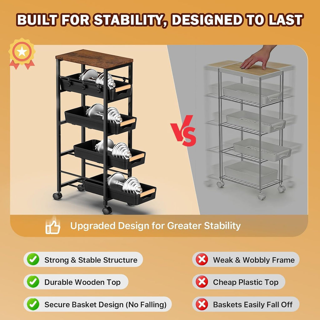 Slim Storage Cart with Wheels R20978
