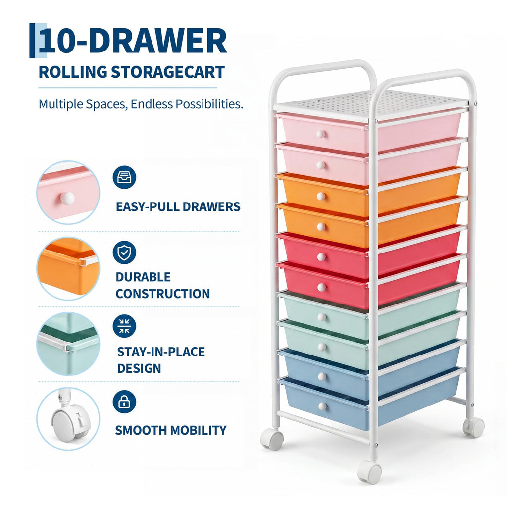 10 Drawers Rolling Storage Cart C583