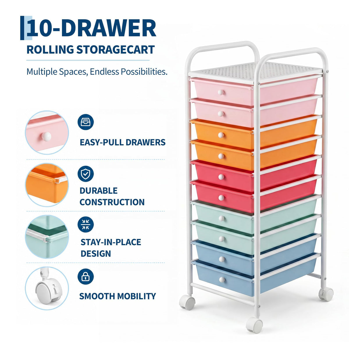 10 Drawers Rolling Storage Cart C583