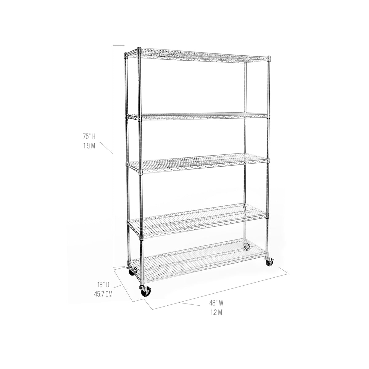 5-Tier Solid Steel Wire Shelving Rack R884