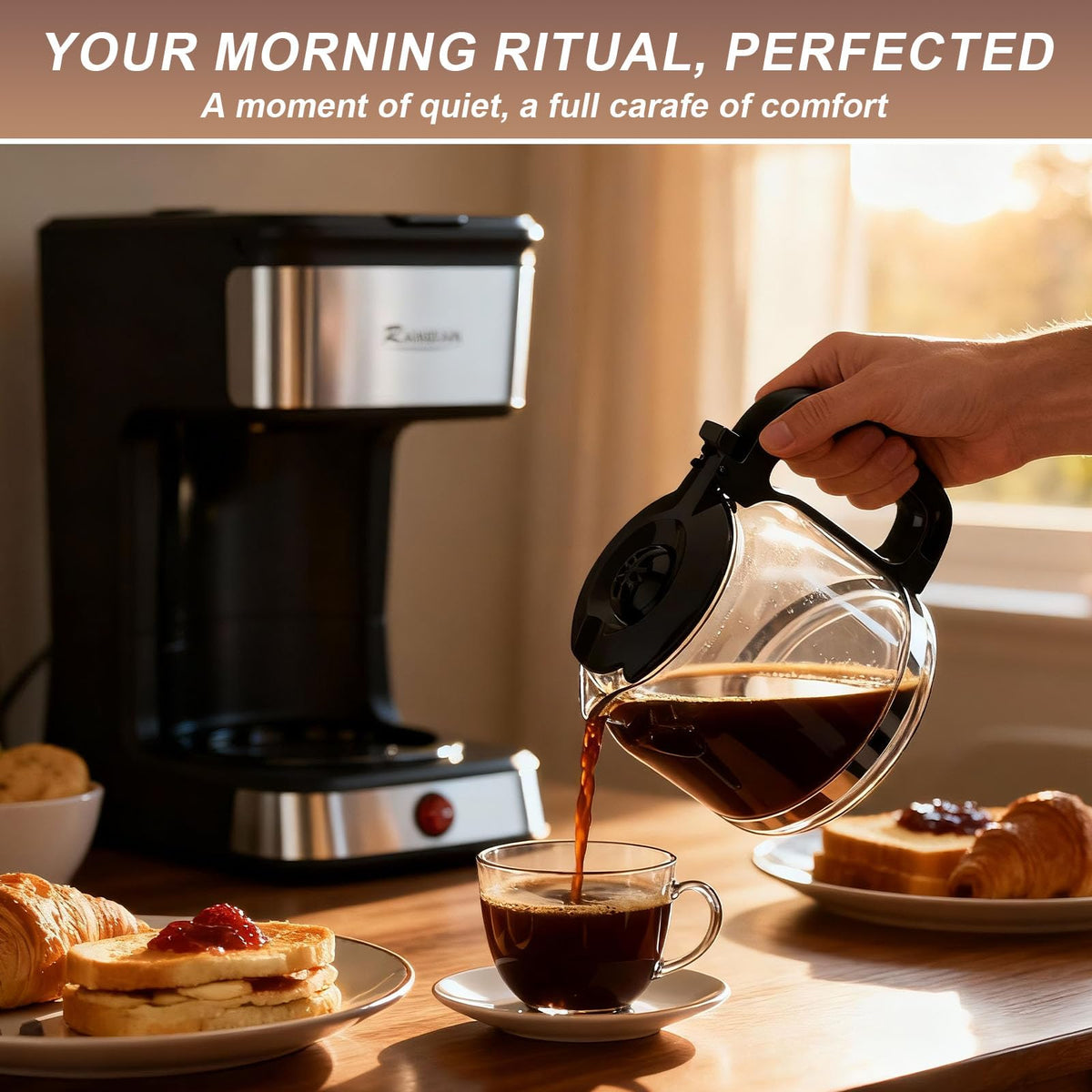 12-Cup Drip Coffee Maker with Glass Carafe Q496