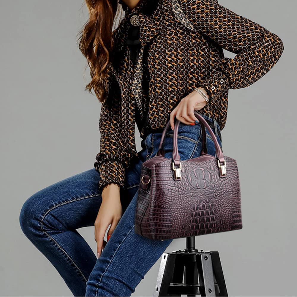 Crocodile Leather Satchel Handbag with Shoulder Strap R340