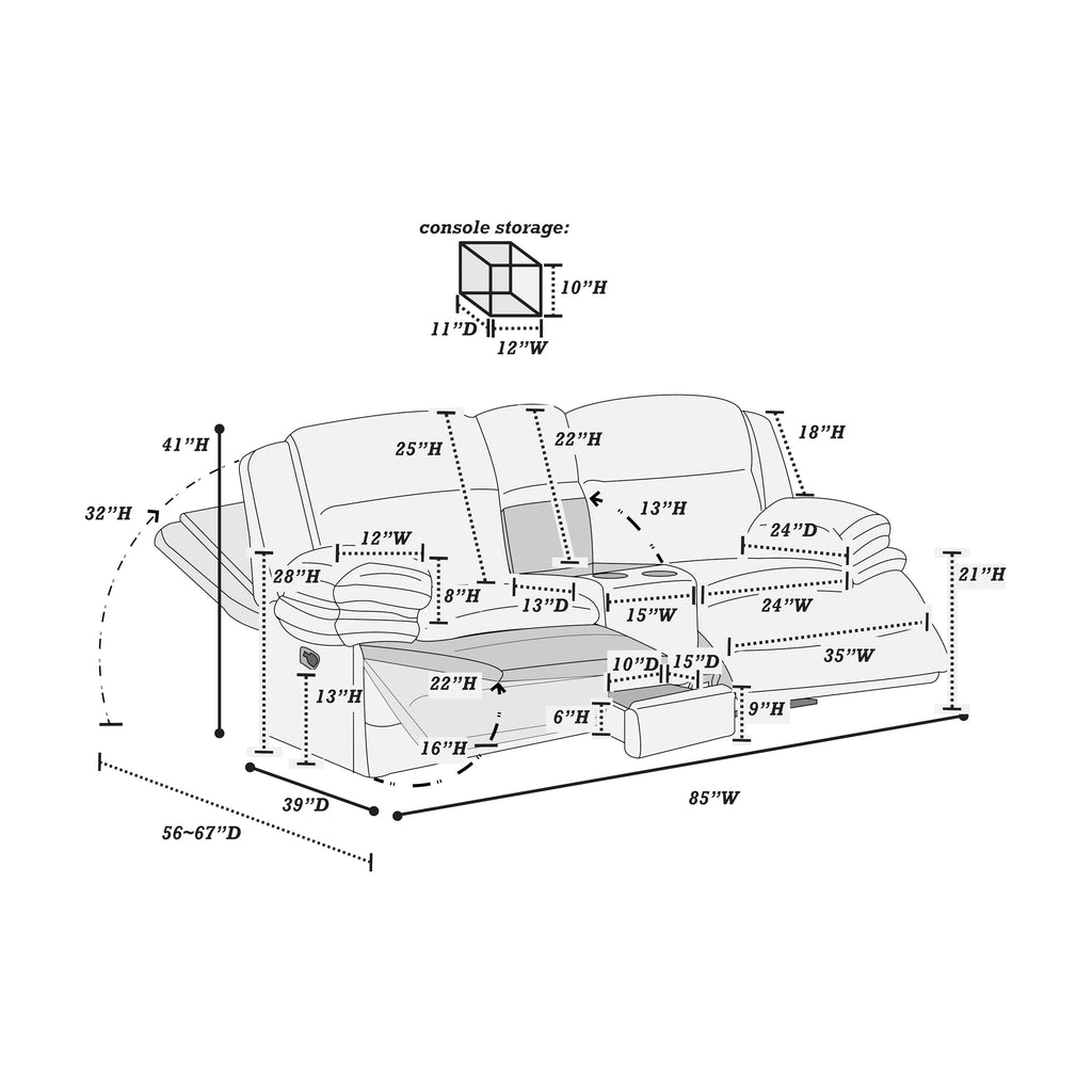 Light Gray Corduroy Manual Motion Loveseat C27854