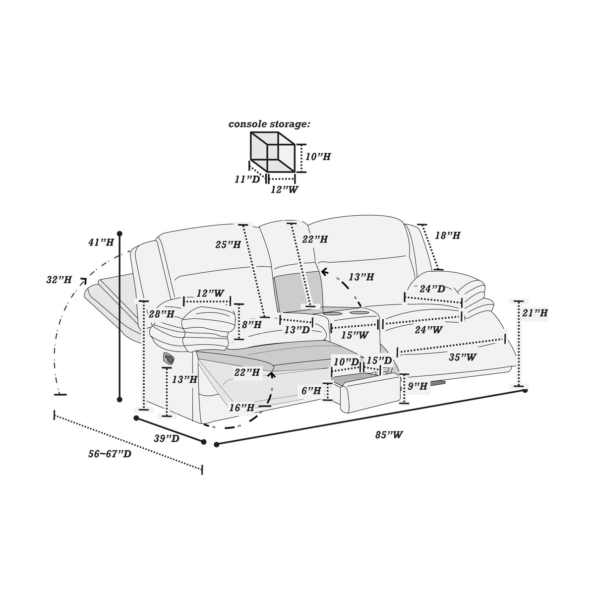 Light Gray Corduroy Manual Motion Loveseat C27854