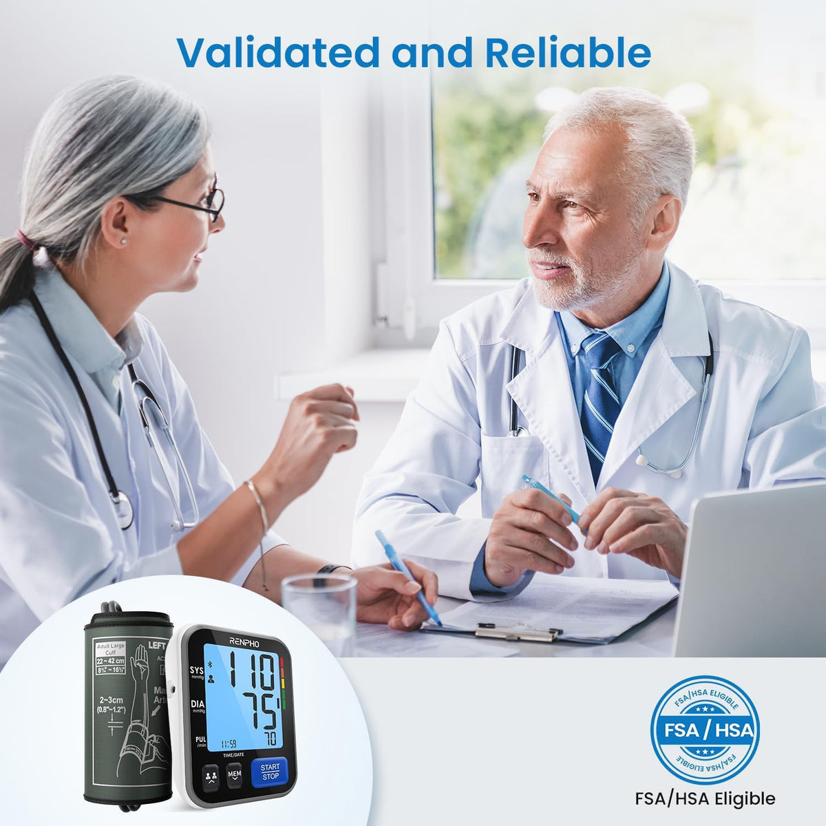 Smart Blood Pressure Monitor with Wide Cuff T802570