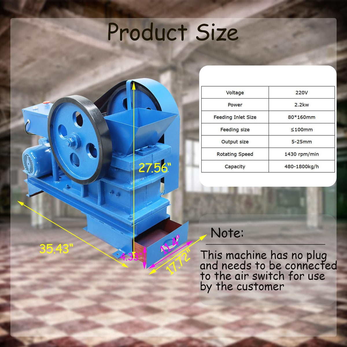 220V 2.2KW Stone Crusher Machine C9266