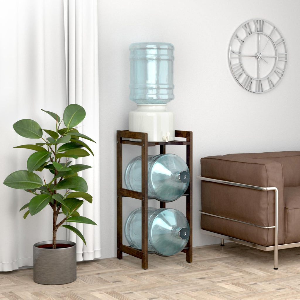 5 Gallon Water Jug Holder with Top Shelves, 3-Tiers Solid Wood Water Dispenser Stand G503461