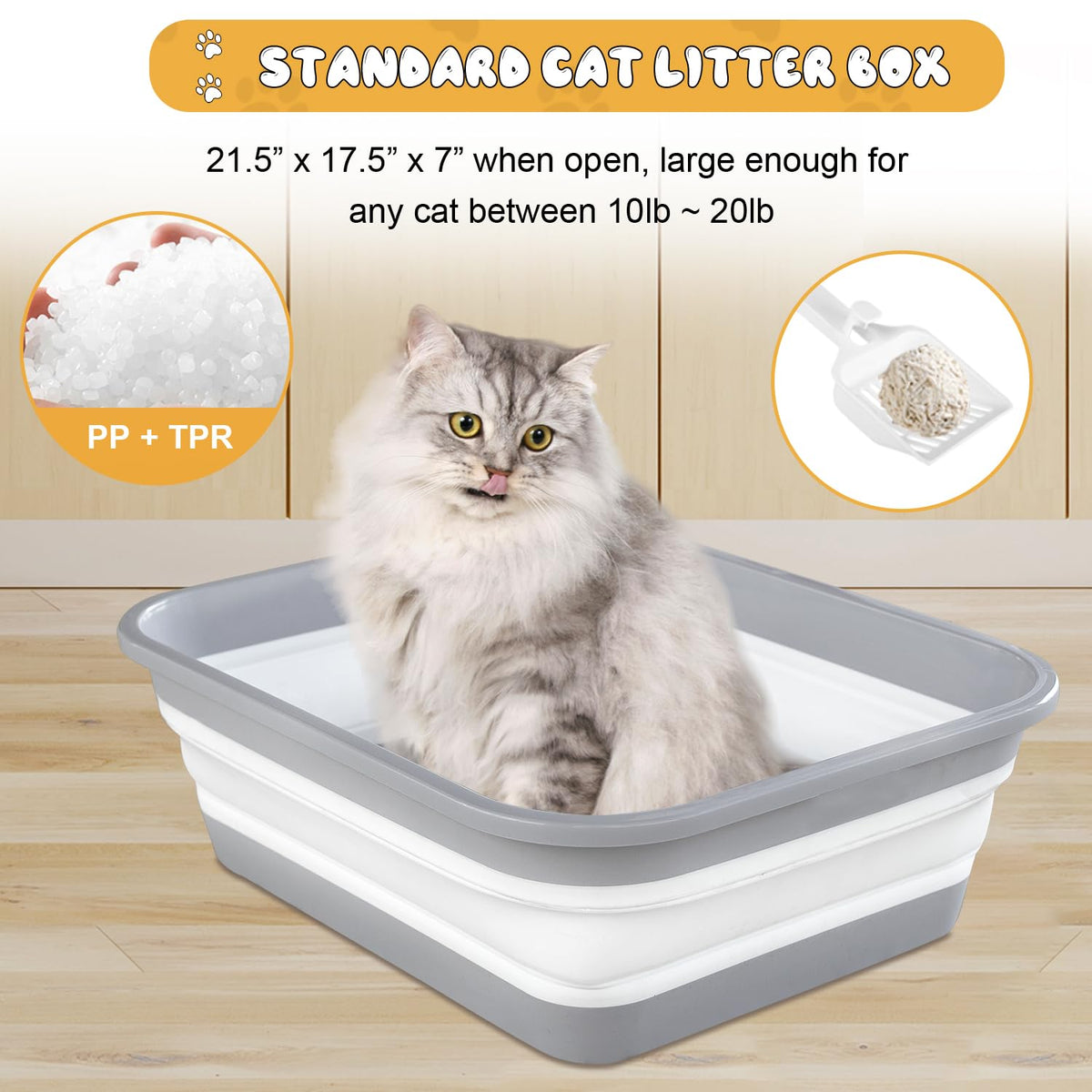 Collapsible Open Cat Litter Box N517408
