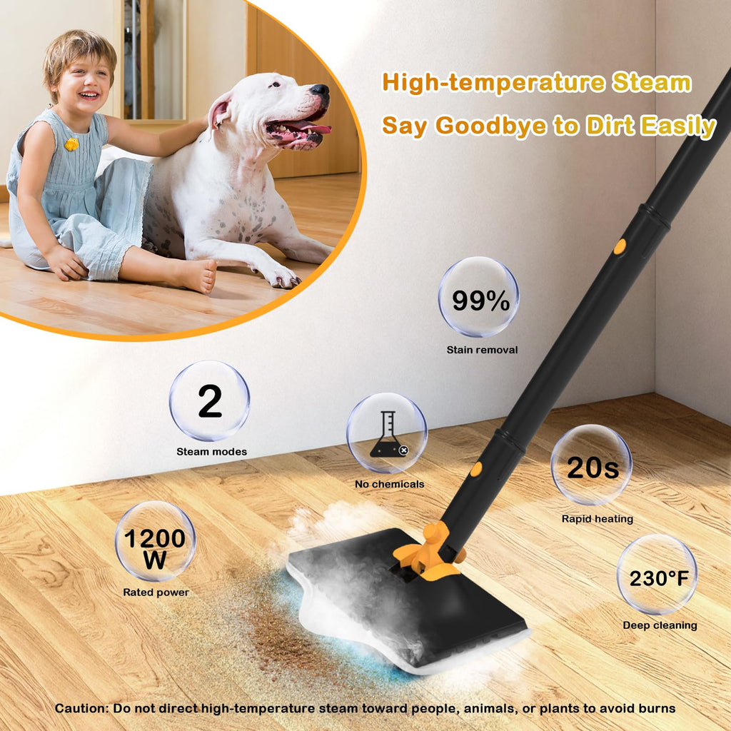 Steam Mop with 23FT Cord, 12OZ Removable Tank V600
