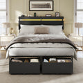 Full Size Bed Frame with Wood Headboard and Storage Drawers G85258
