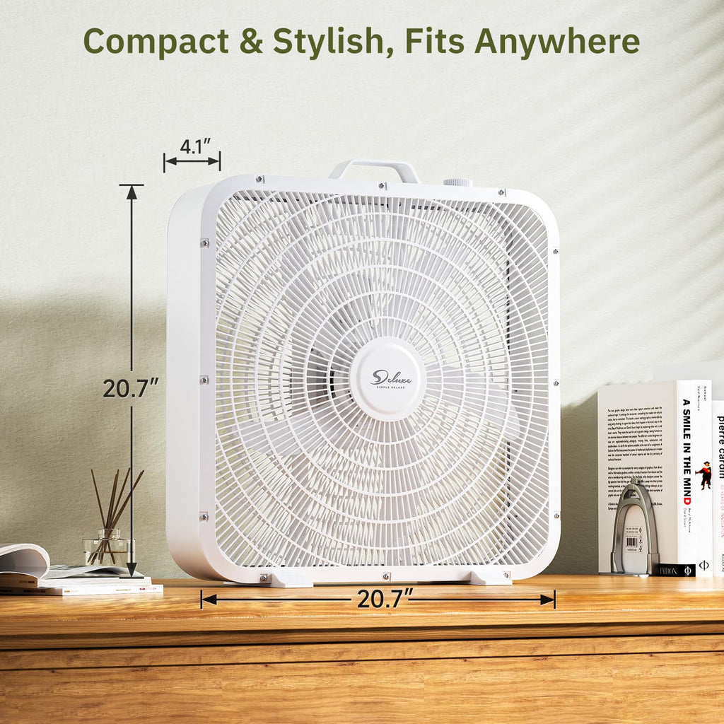 20” White 3-Speed Box Fan with Carry Handle E68768