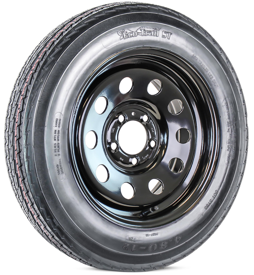 2-Pack Trailer Tire Rim Assembly 4.80-12 5 Lug Black M77793