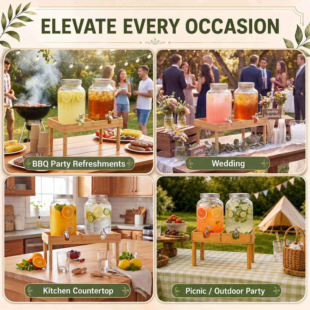 Bamboo Drink Dispenser Stand Z6208