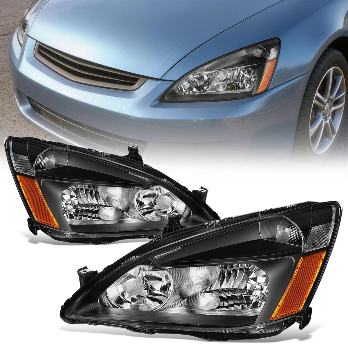 Black Housing Amber Corner Headlight Assembly Set D709800