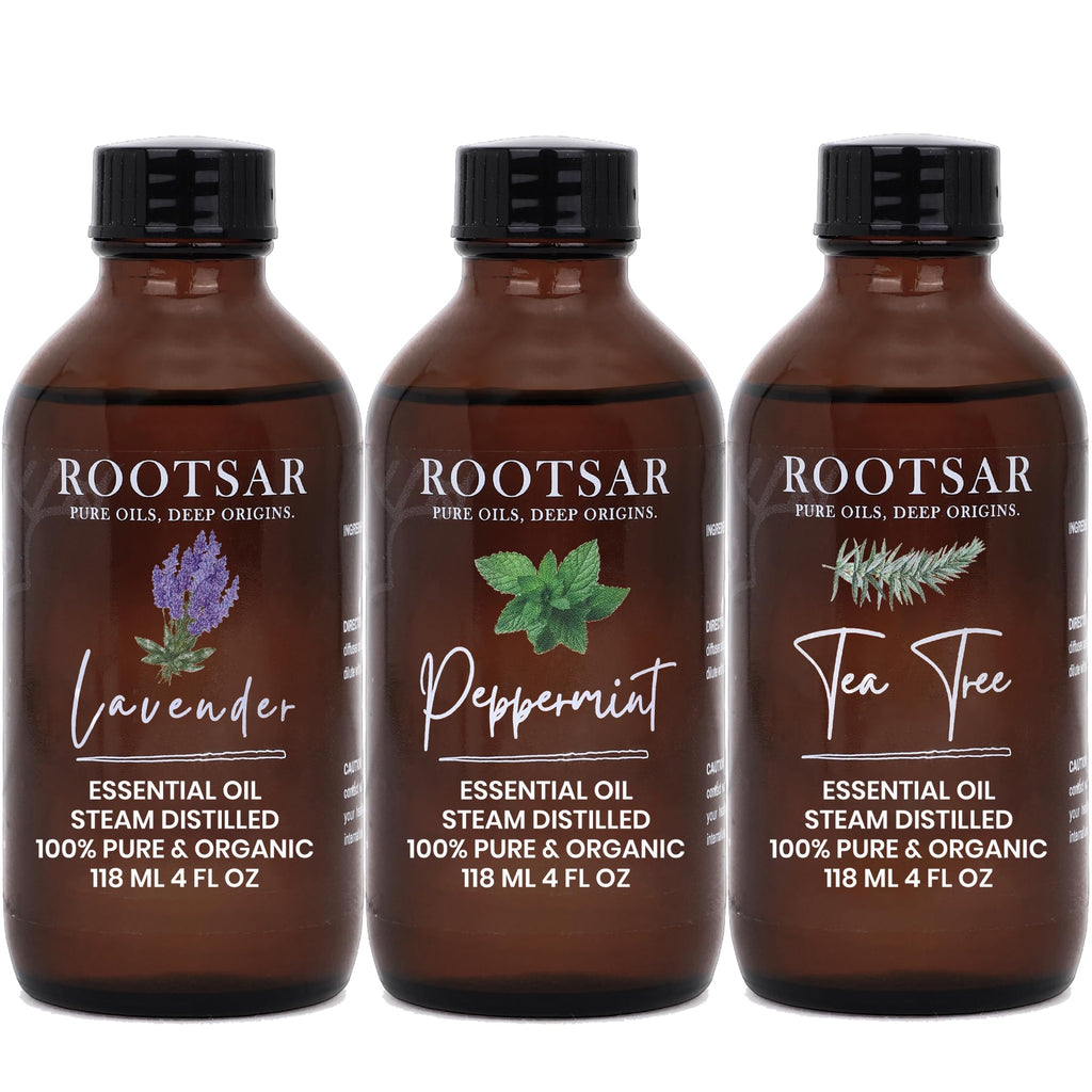 3 Pack Lavender Peppermint Tea Tree Essential Oils 4 Fl Oz I61740