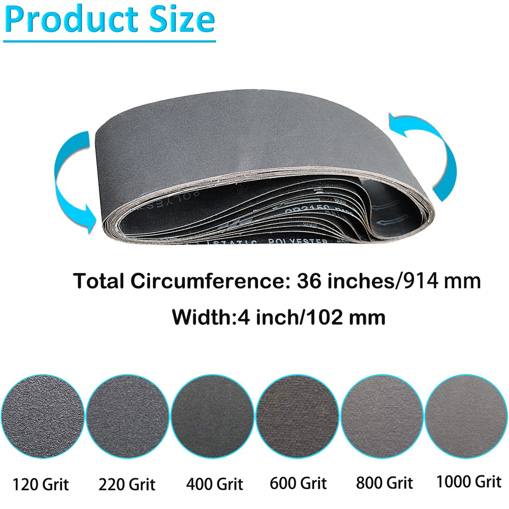 4 x 36 Inch Silicon Carbide Sanding Belts 6 Pack Y2012