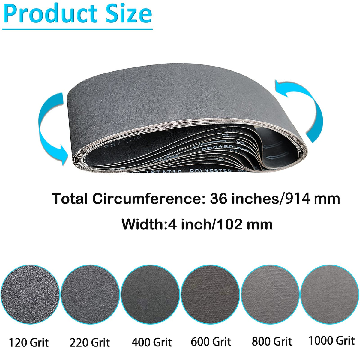 4 x 36 Inch Silicon Carbide Sanding Belts 6 Pack Y2012