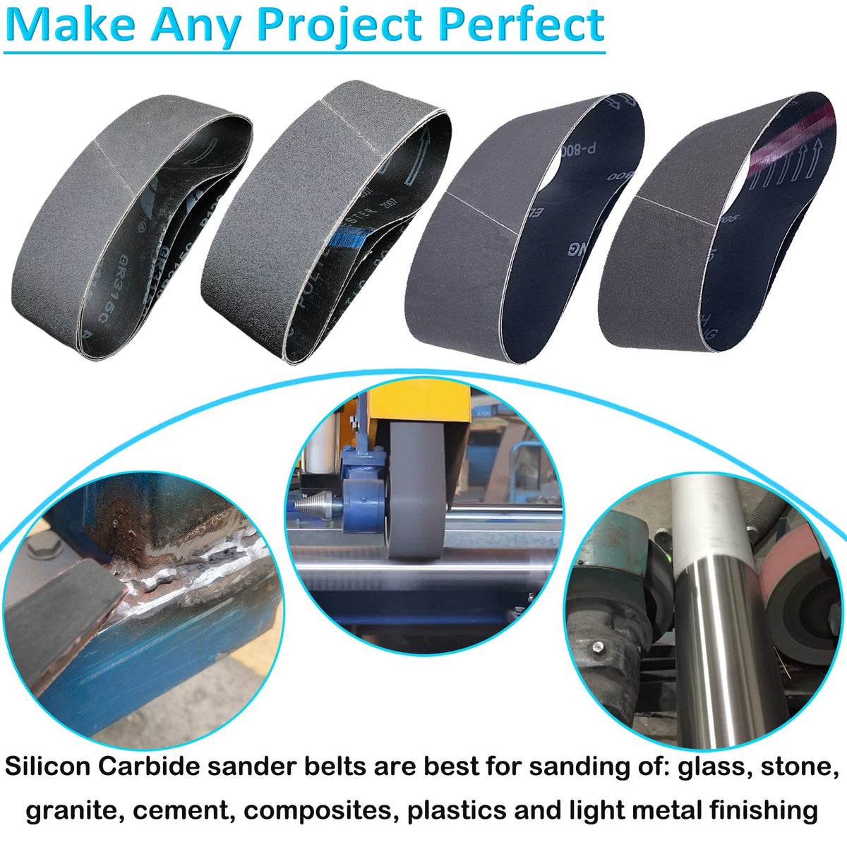 4 x 36 Inch Silicon Carbide Sanding Belts 6 Pack Y2012