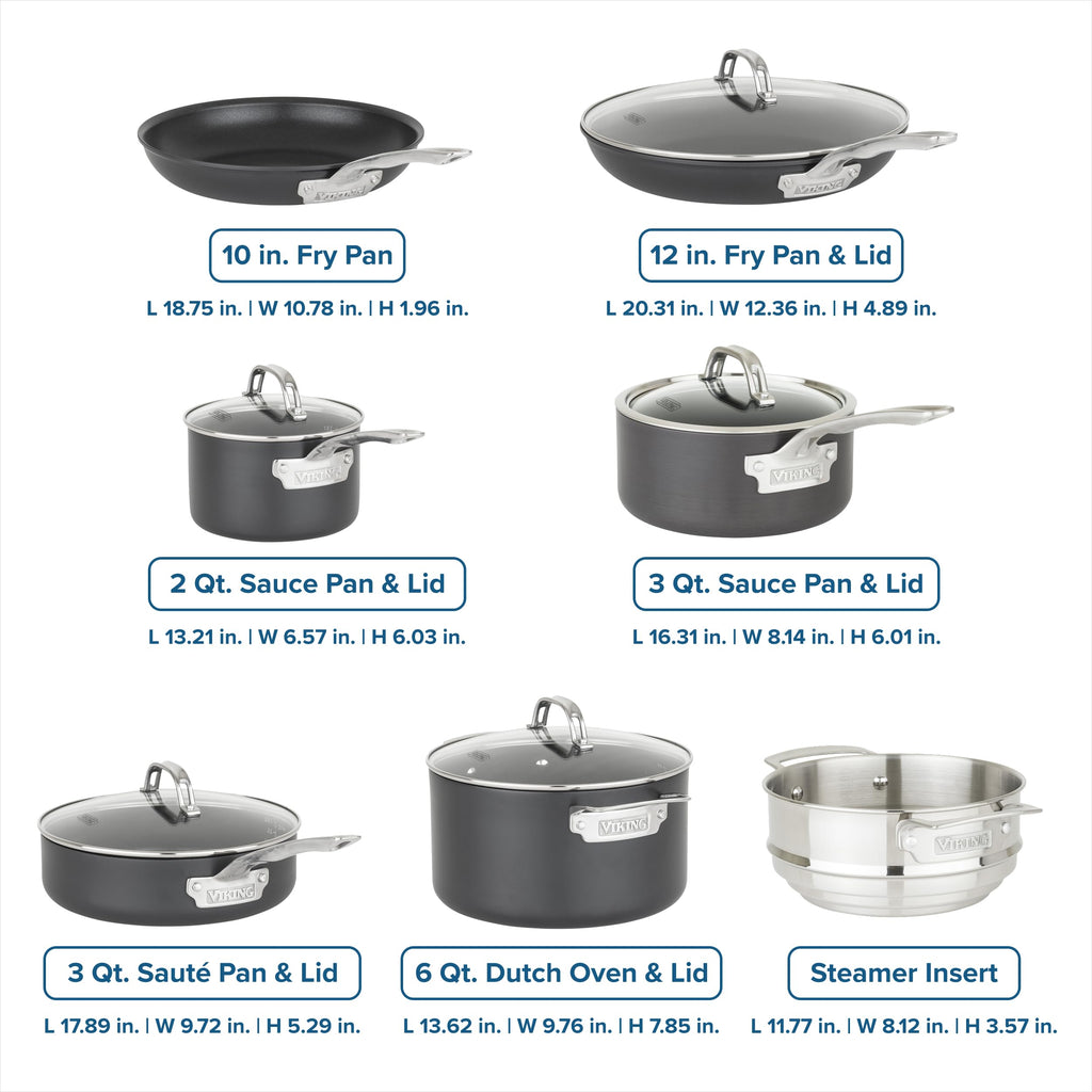 12 Piece Non Stick Hard Anodized Cookware Set with Glass Lids J685