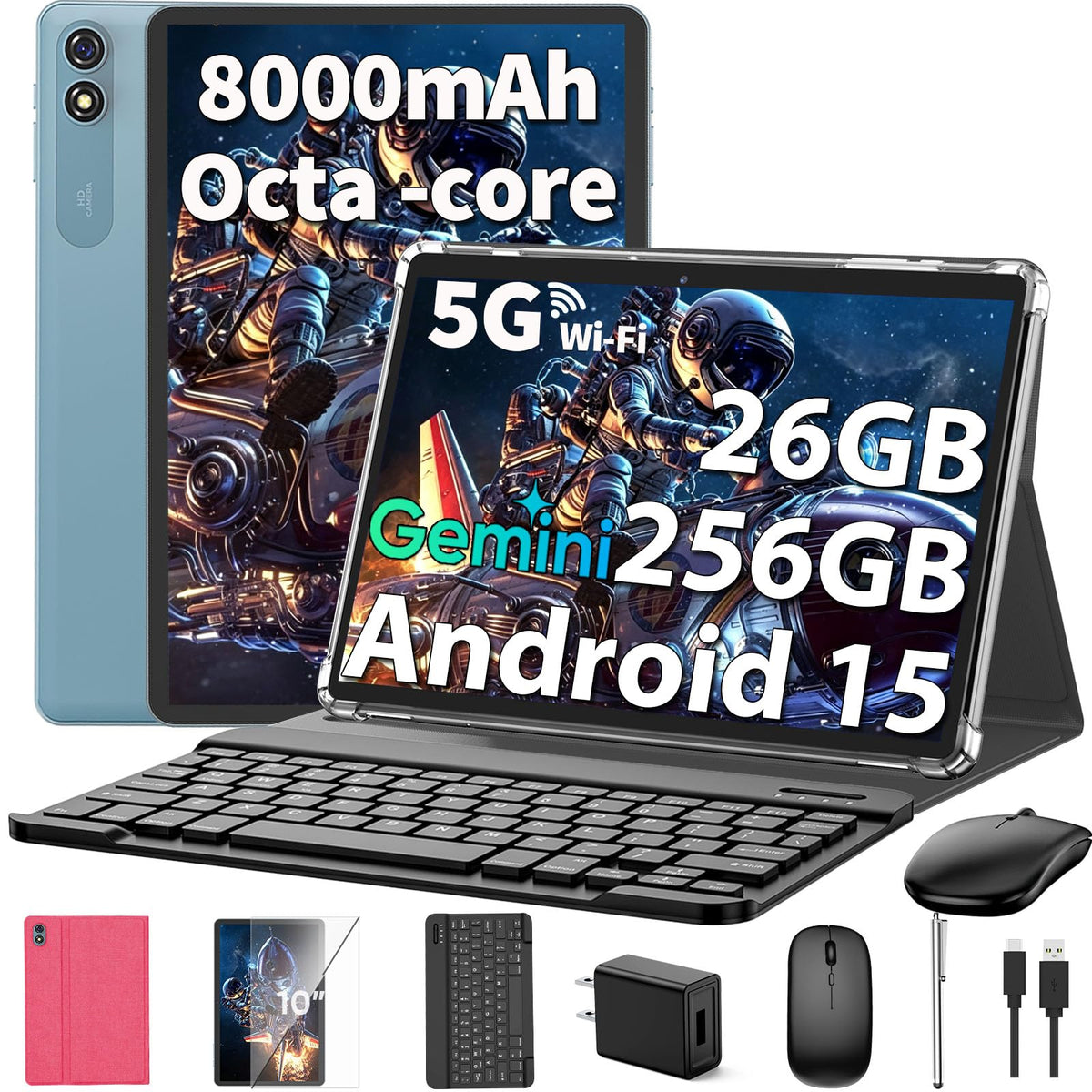 Android 15 Tablet 10 Inch with Keyboard 24GB+256GB+2TB Expand S5820