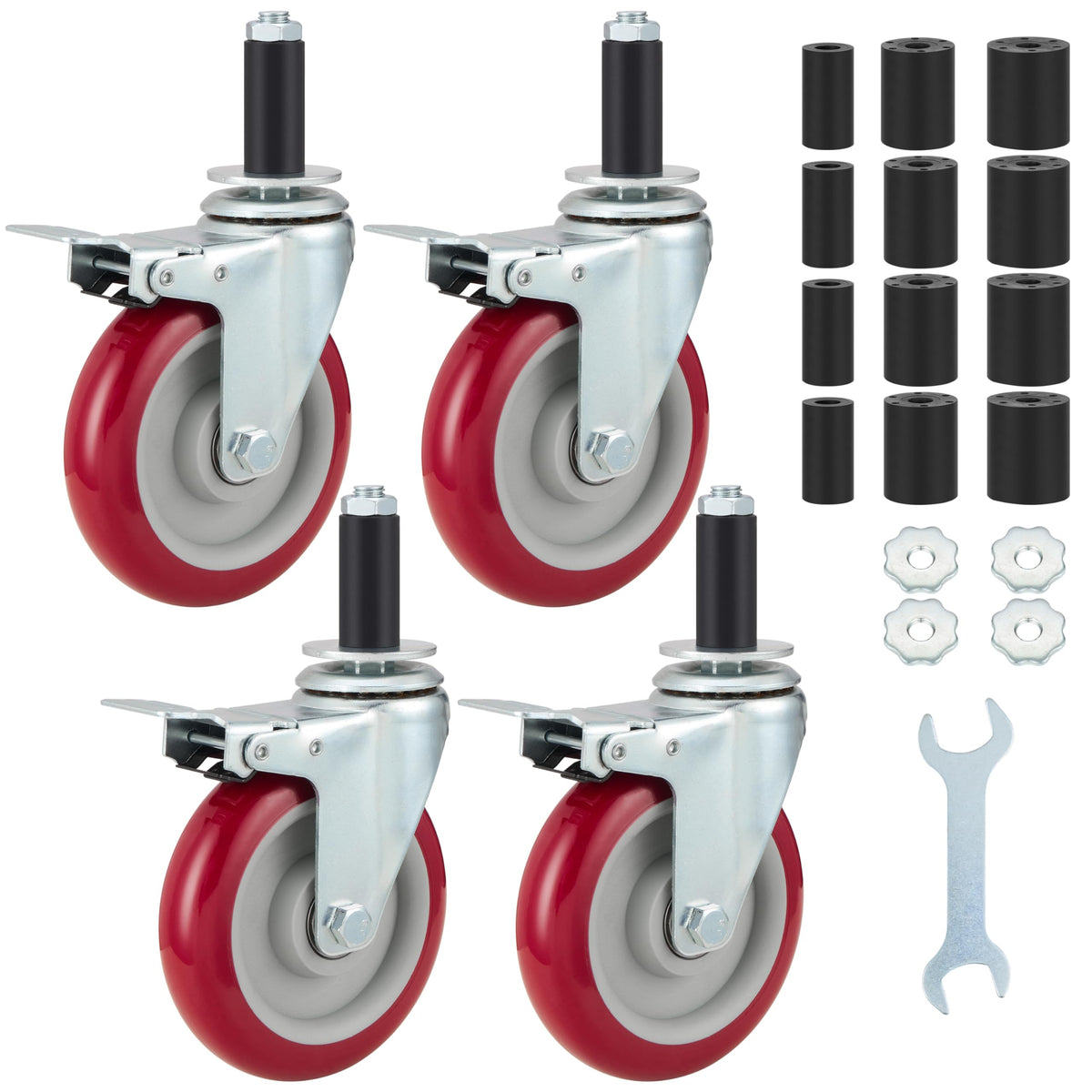 5 Inch Caster Wheels Set of 4 with Brake D653