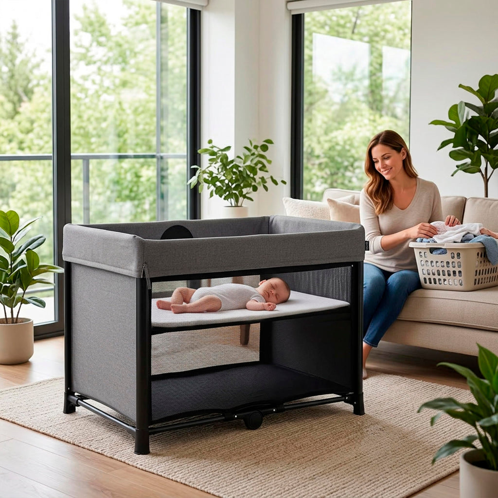 Portable Playard with Instant Fold and Bassinet, Grey W177640