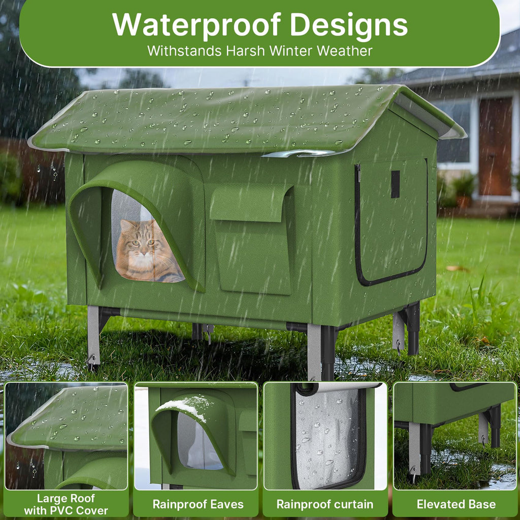 24" Heated Cat House with Escape Door N482