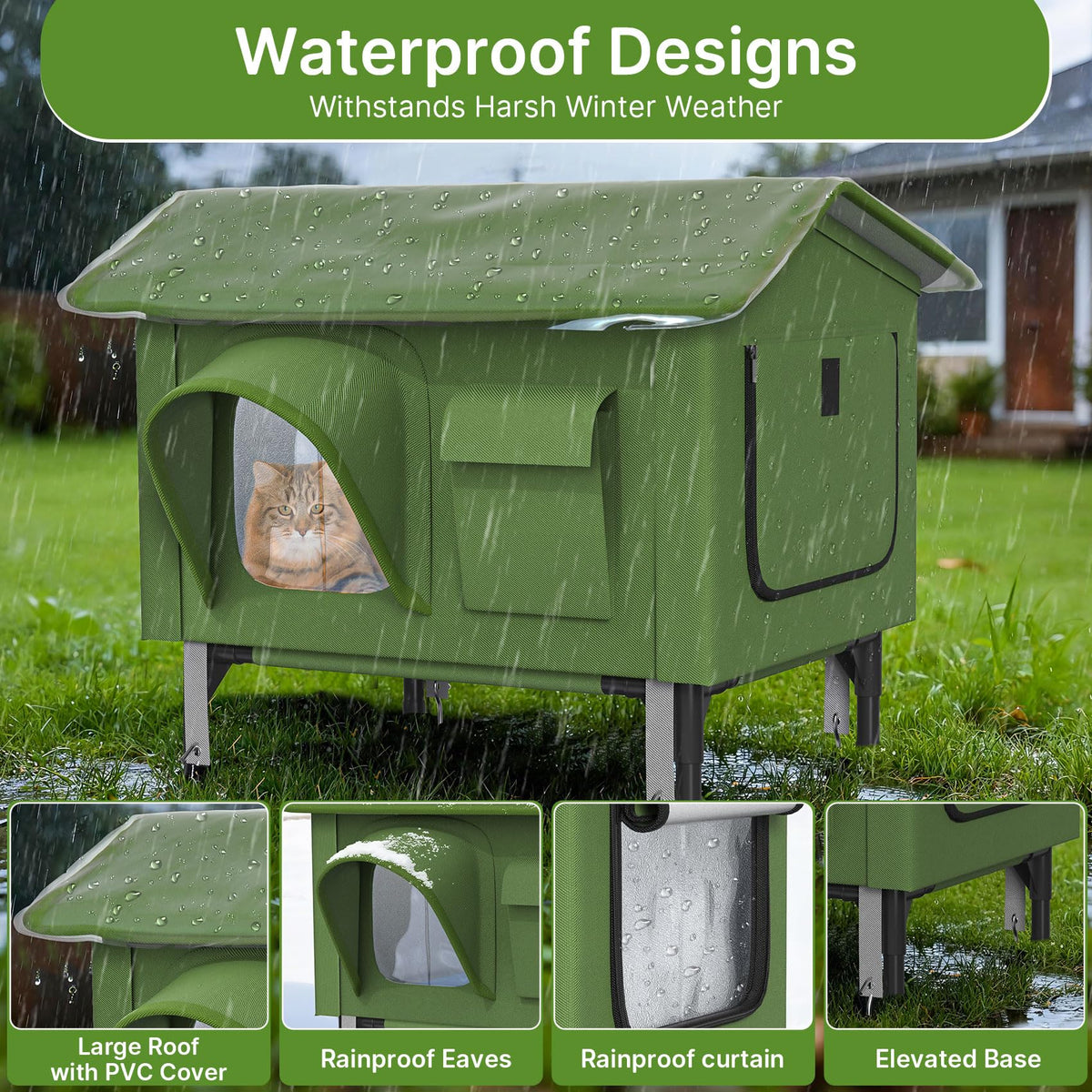 24" Heated Cat House with Escape Door N482