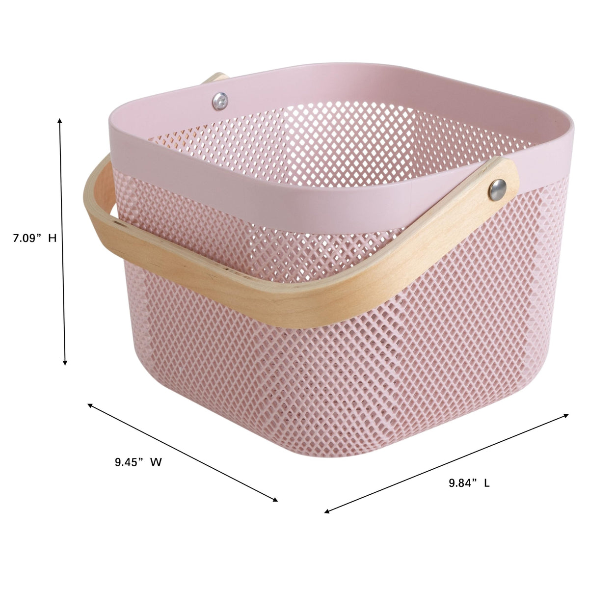 Small Mesh Storage Basket with Wooden Handle P527459