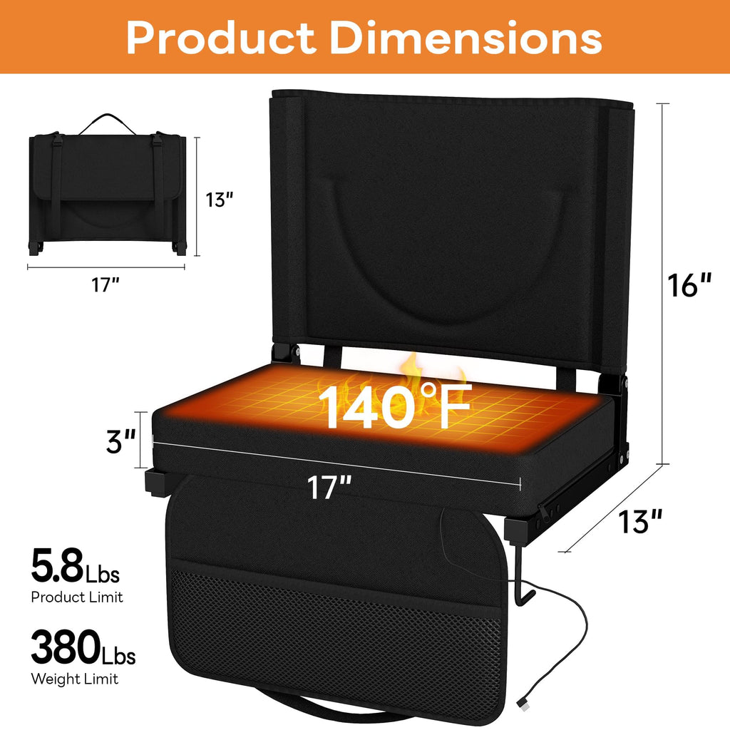 Black Heated Folding Stadium Seat C197687