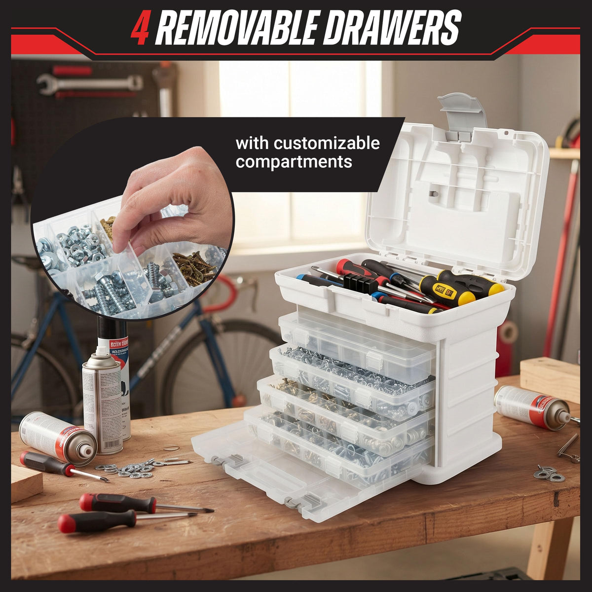 Portable Tool Box Small Parts Organizer with Drawers X43302