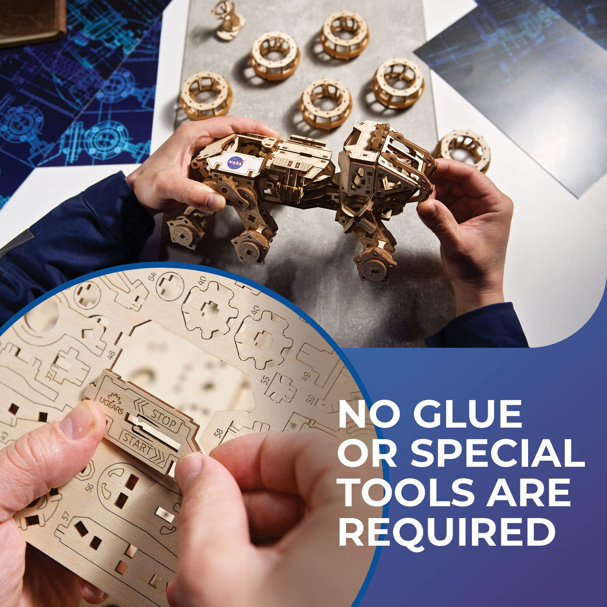 3D Wooden Puzzle Mechanical Model with Spring Drive V726