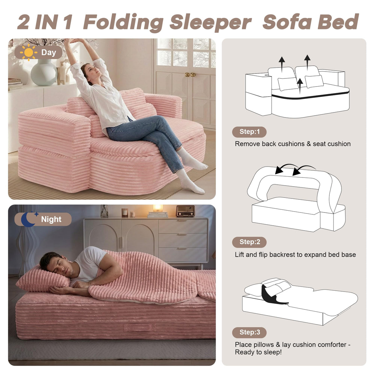 75'' Folding Sleeper Sofa Bed N61954