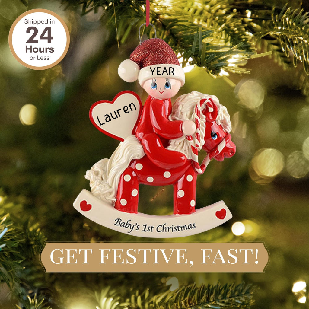 Baby's First Christmas Ornament 2026 Red Horse K95035