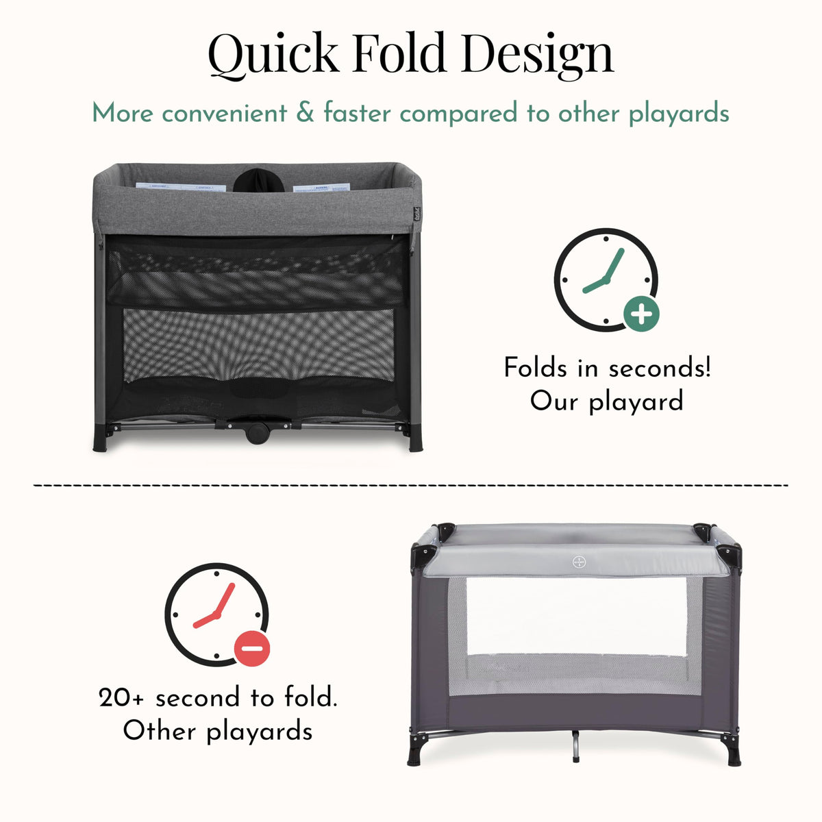 Portable Playard with Instant Fold and Bassinet, Grey W177640