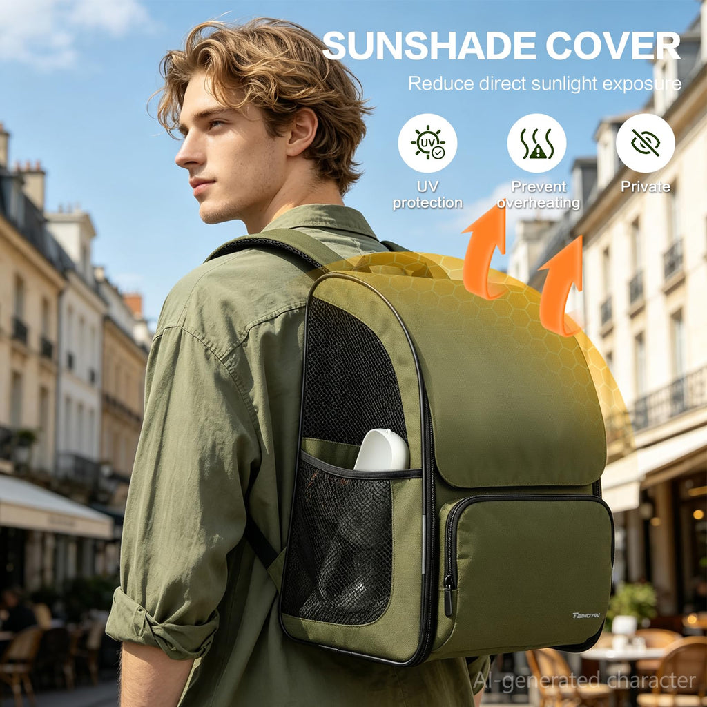 Green Expandable Cat Backpack Carrier W37897