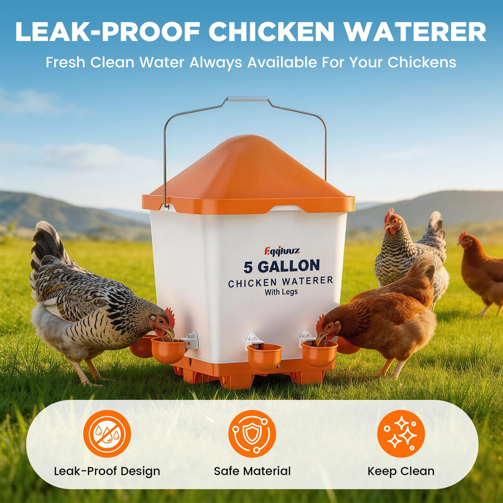5 Gallons Chicken Waterer Bucket with Cups and Adjustable Legs J929