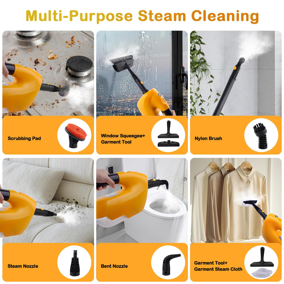 Steam Mop with 23FT Cord, 12OZ Removable Tank V600