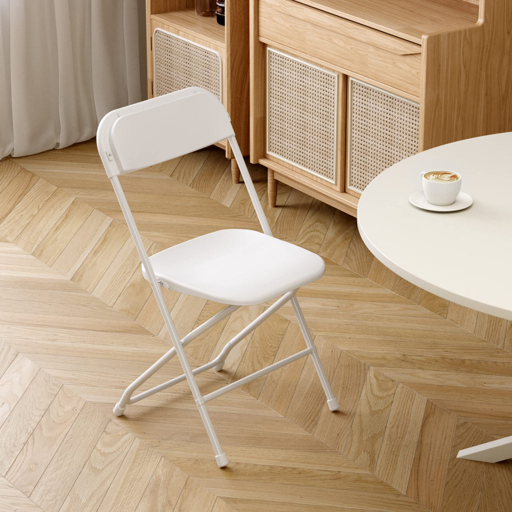 6 Pack White Plastic Folding Chair with Steel Frame A7628