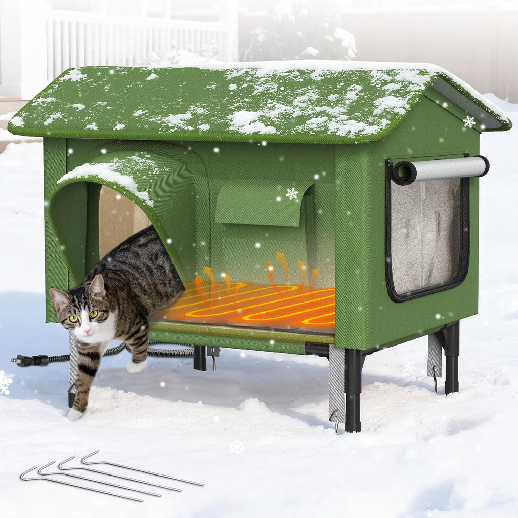 24" Heated Cat House with Escape Door N482