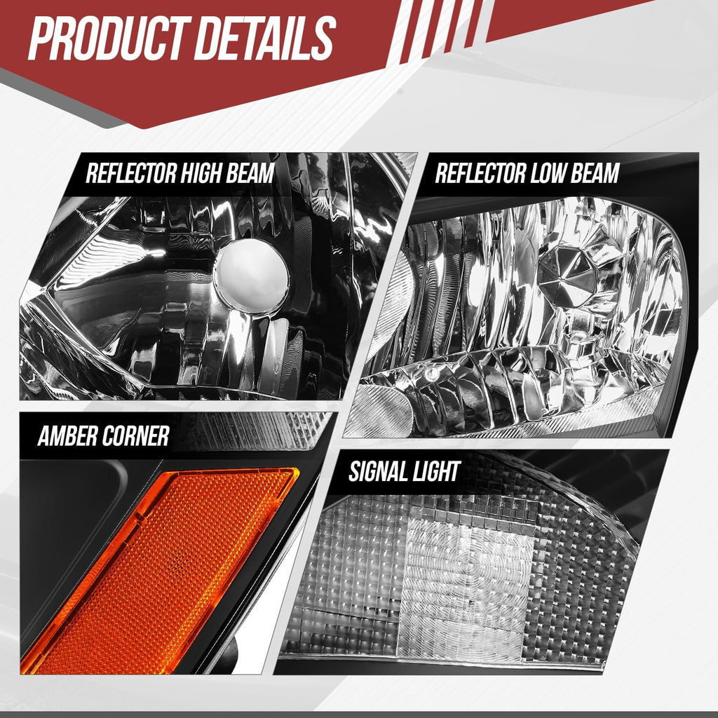 Black Housing Amber Corner Headlight Assembly Set D709800