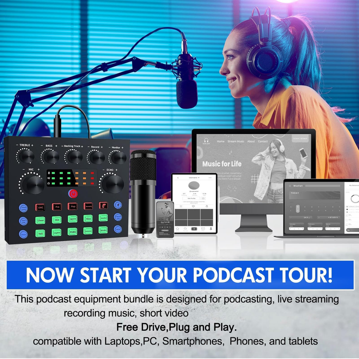Podcast Equipment Bundle with Voice Changer C497582